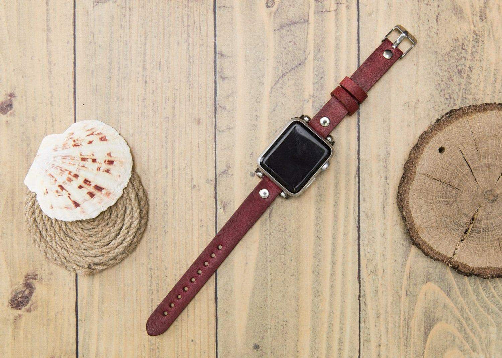 Ferro with Silver Trok Lederarmband für Apple Watch aus echtem Leder in Silber