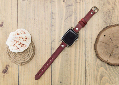 Ferro with Silver Trok Lederarmband für Apple Watch aus echtem Leder in Silber