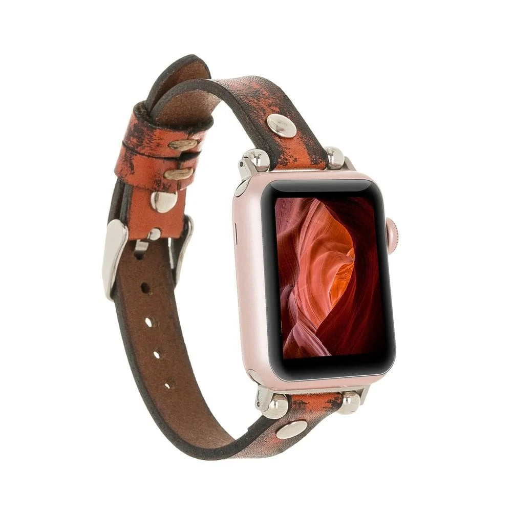 Ferro with Silver Trok Lederarmband für Apple Watch aus echtem Leder in Silber