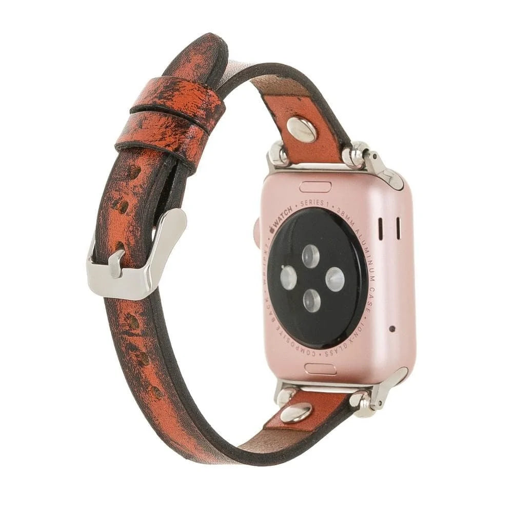Ferro with Silver Trok Lederarmband für Apple Watch aus echtem Leder in Silber