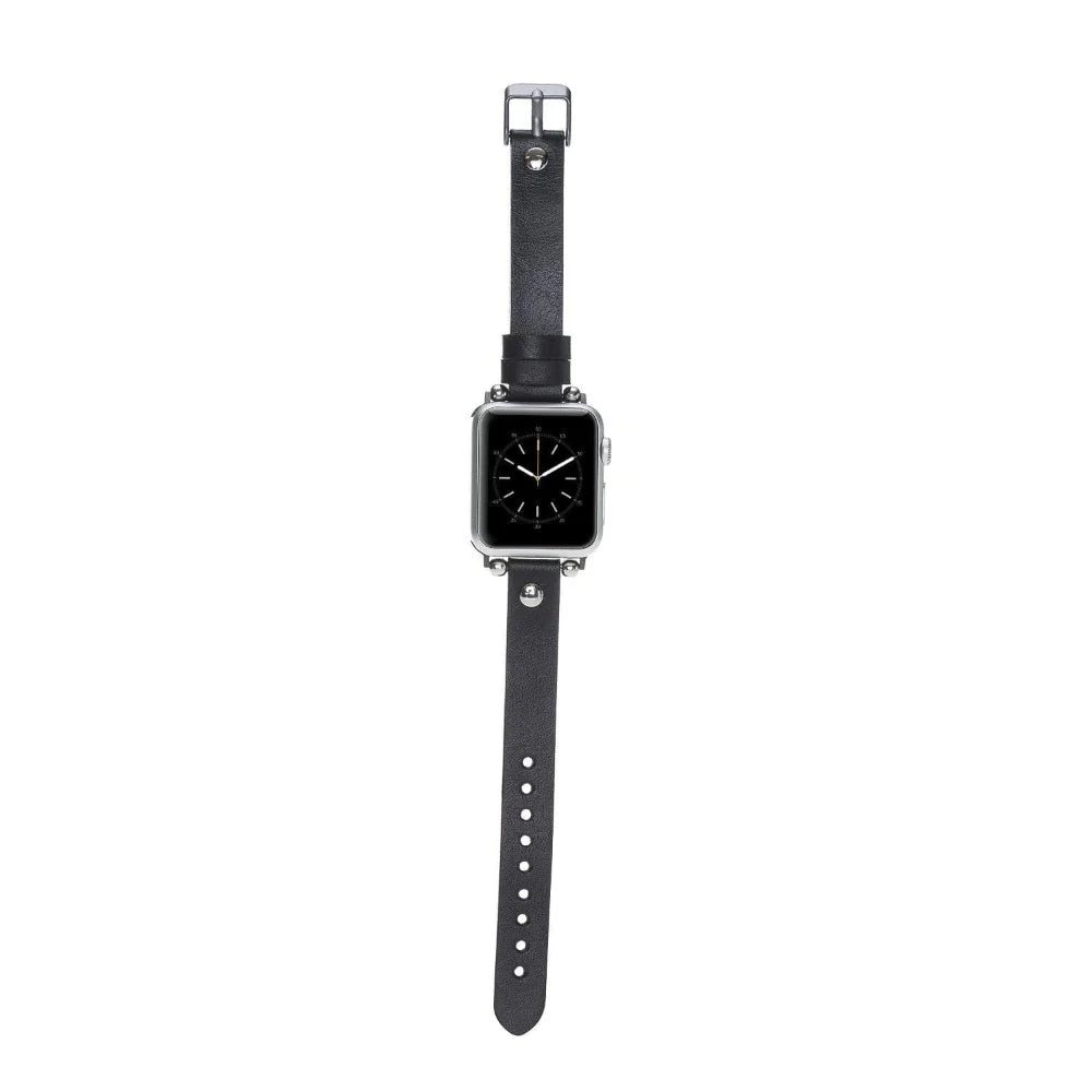 Ferro with Silver Trok Lederarmband für Apple Watch aus echtem Leder in Silber