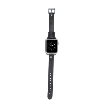 Ferro with Silver Trok Lederarmband für Apple Watch aus echtem Leder in Silber