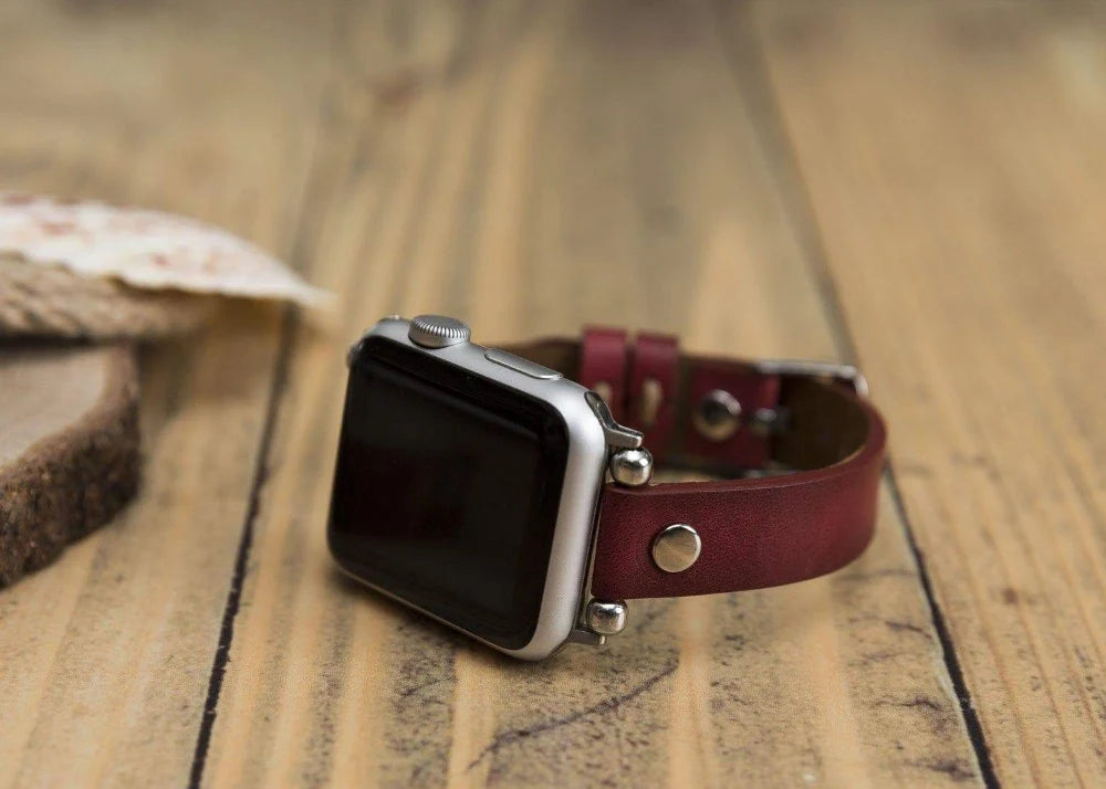 Ferro with Silver Trok Lederarmband für Apple Watch aus echtem Leder in Silber