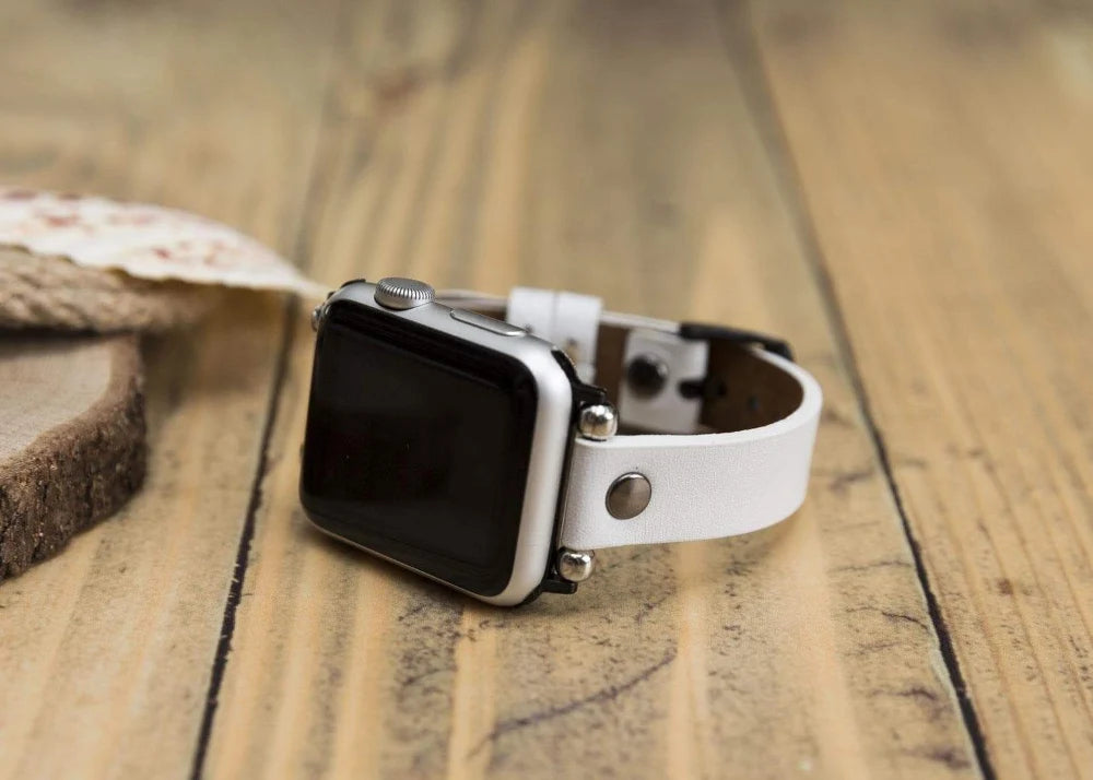 Ferro with Silver Trok Lederarmband für Apple Watch aus echtem Leder in Silber