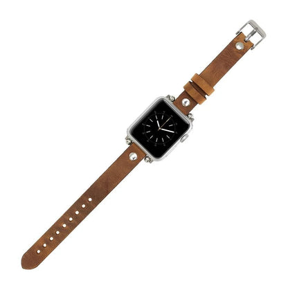 Ferro with Silver Trok Lederarmband für Apple Watch aus echtem Leder in Braun