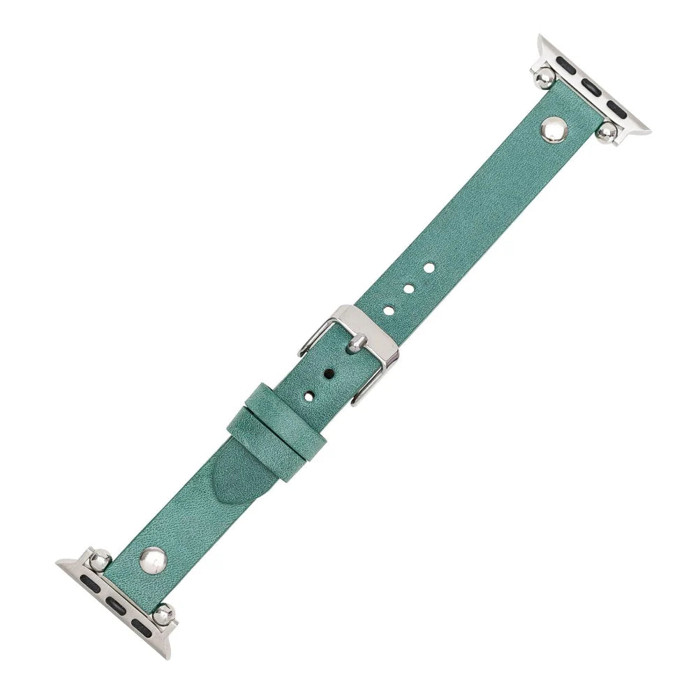 Ferro with Silver Trok Lederarmband für Apple Watch aus echtem Leder in Silber