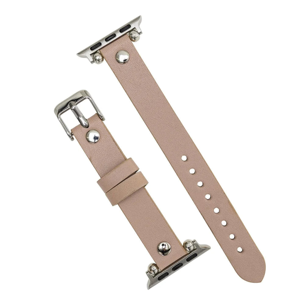 Ferro with Silver Trok Lederarmband für Apple Watch aus echtem Leder in Silber