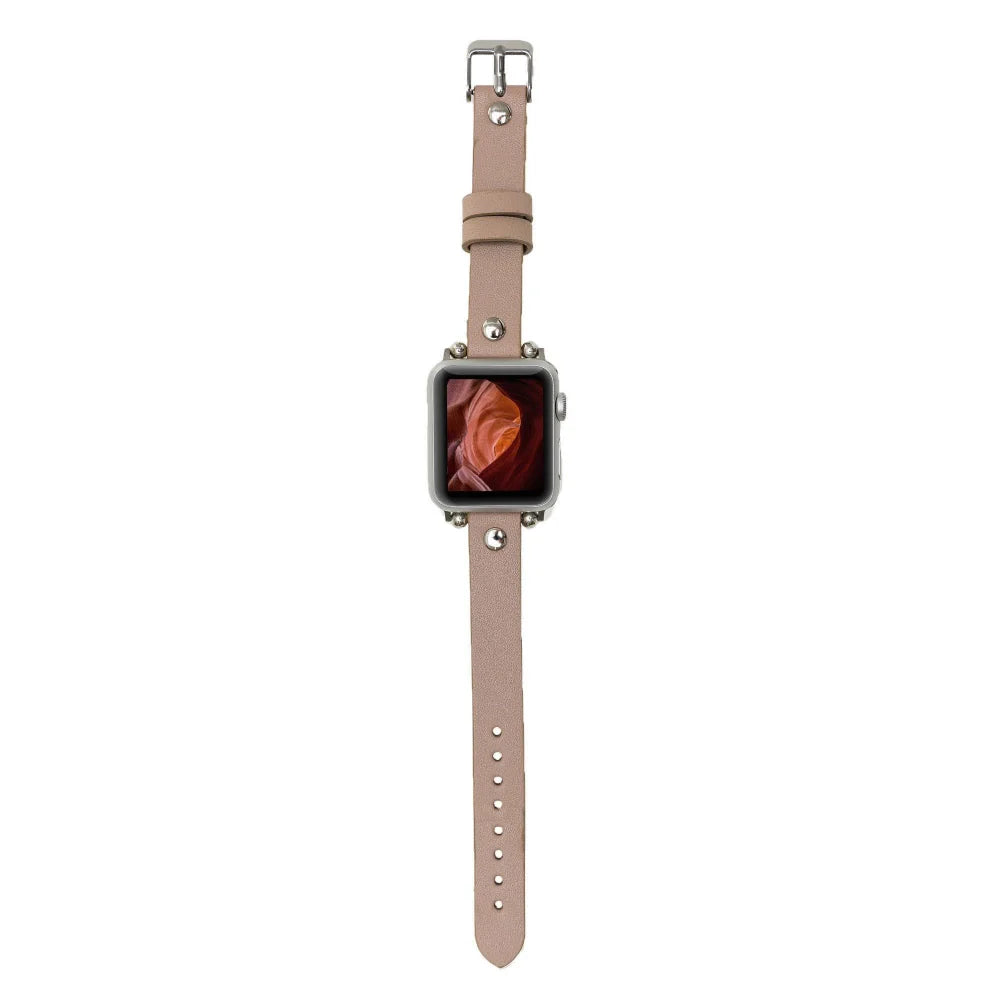 Ferro with Silver Trok Lederarmband für Apple Watch aus echtem Leder in Silber