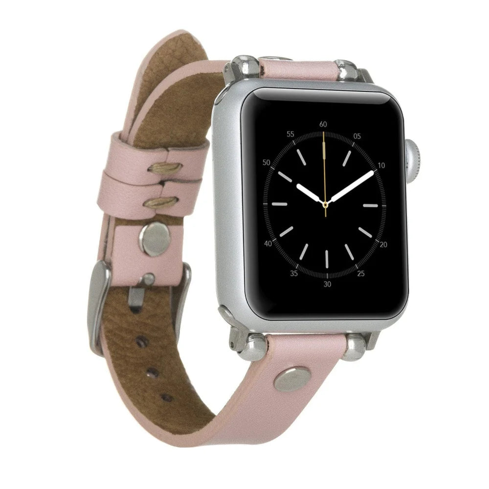 Ferro with Silver Trok Lederarmband für Apple Watch aus echtem Leder in Silber