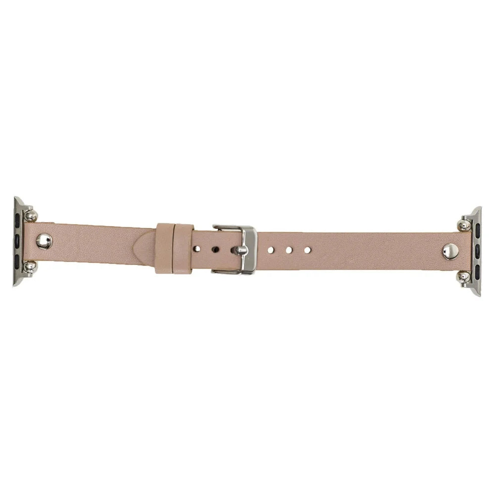Ferro with Silver Trok Lederarmband für Apple Watch aus echtem Leder in Silber