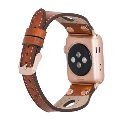 Ronda with Rose Gold Trok Lederarmband für Apple Watch aus echtem Leder