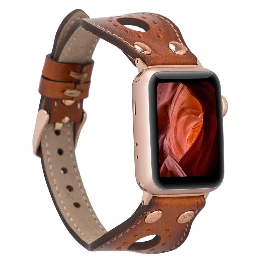 Ronda with Rose Gold Trok Lederarmband für Apple Watch aus echtem Leder