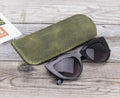 Leather Glasses Case Green