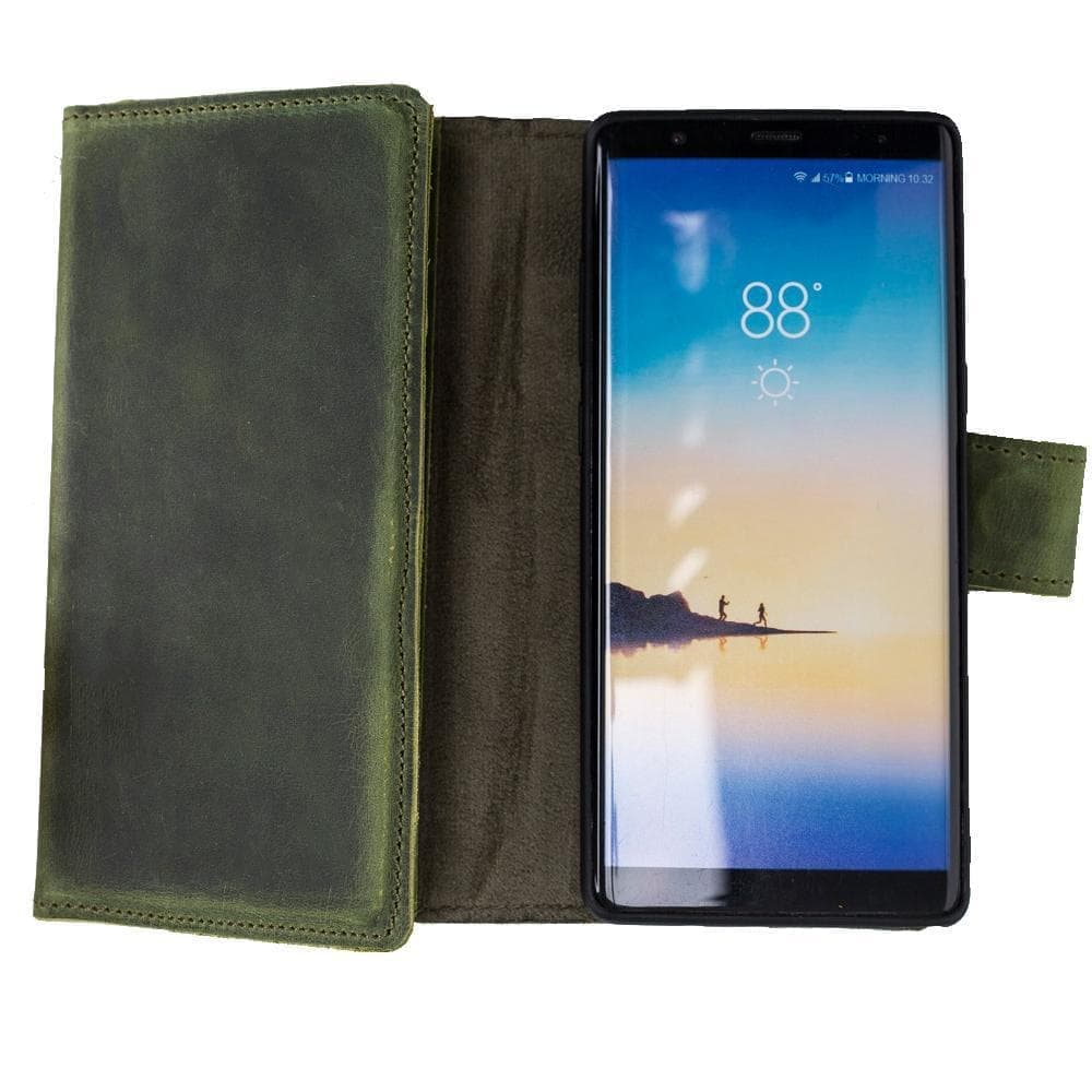 Samsung Galaxy Note 8 Leather SANTA Wallet Case GREEN