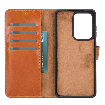 Magic Abnehmbar Leder Wallet Case für Samsung Galaxy S20 Ultra aus echtem Leder in Rot