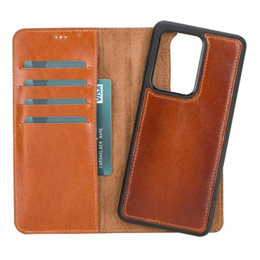 Magic Abnehmbar Leder Wallet Case für Samsung Galaxy S20 Ultra aus echtem Leder in Braun
