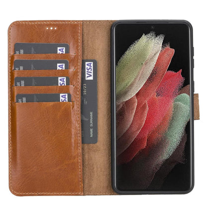 Magic Abnehmbar Leder Wallet Case für Samsung Galaxy S21 Plus aus echtem Leder