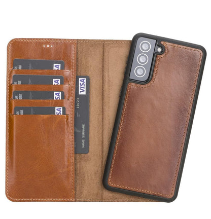Magic Abnehmbar Leder Wallet Case für Samsung Galaxy S21 aus echtem Leder