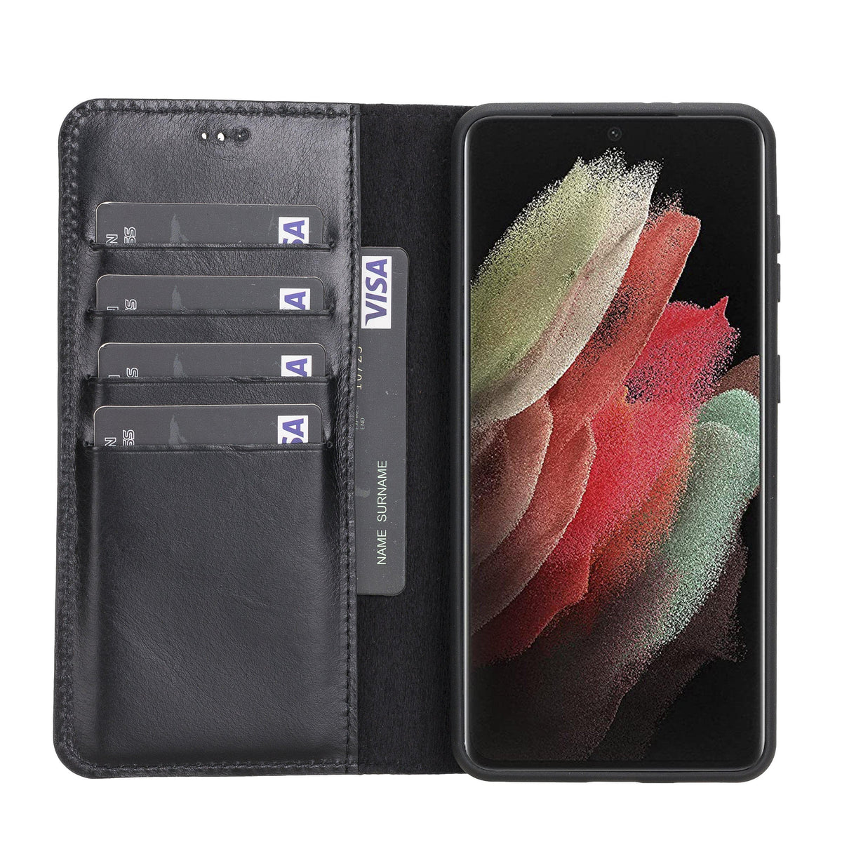 Magic Abnehmbar Leder Wallet Case für Samsung Galaxy S21 Plus aus echtem Leder