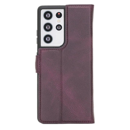 Magic Abnehmbar Leder Wallet Case für Samsung Galaxy S21 Ultra aus echtem Leder