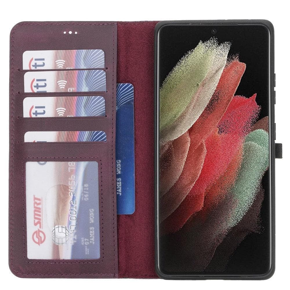 Magic Abnehmbar Leder Wallet Case für Samsung Galaxy S21 Ultra aus echtem Leder