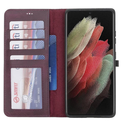 Magic Abnehmbar Leder Wallet Case für Samsung Galaxy S21 Ultra aus echtem Leder