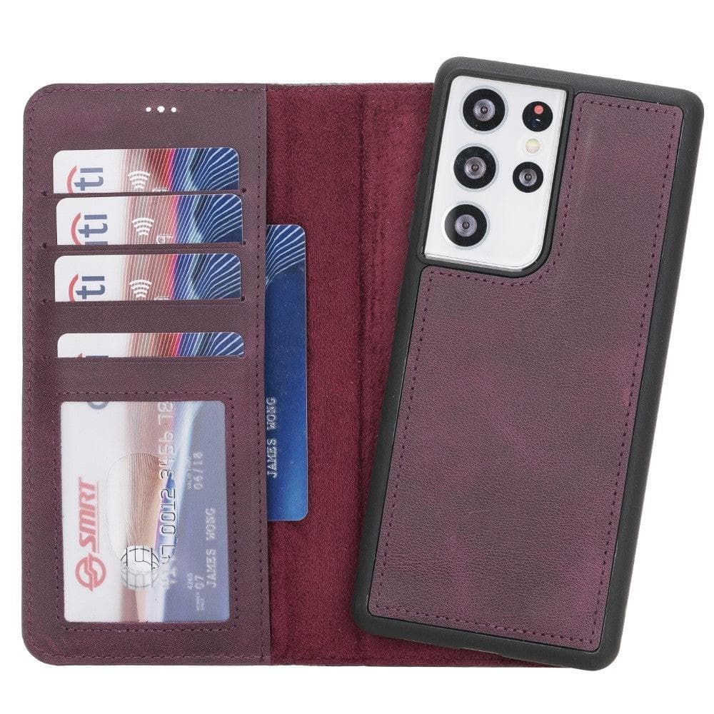 Magic Abnehmbar Leder Wallet Case für Samsung Galaxy S21 Ultra aus echtem Leder