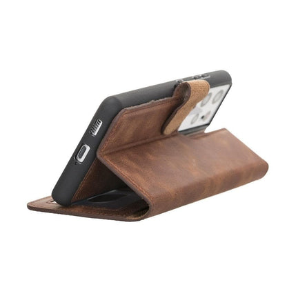 Magic Abnehmbar Leder Wallet Case für Samsung Galaxy S21 Ultra aus echtem Leder