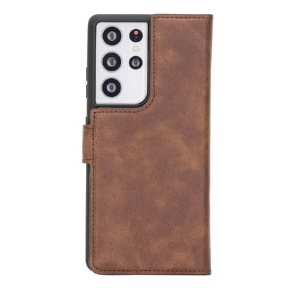 Magic Abnehmbar Leder Wallet Case für Samsung Galaxy S21 Ultra aus echtem Leder