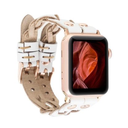 York Double Lederarmband für Apple Watch aus echtem Leder in Grau