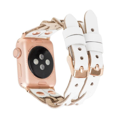 York Double Lederarmband für Apple Watch aus echtem Leder in Grau
