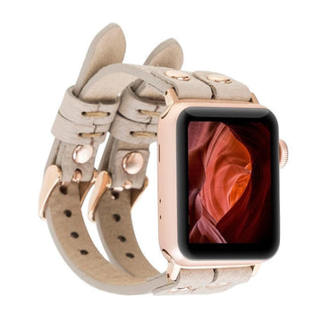 Ely Double Lederarmband für Apple Watch aus echtem Leder