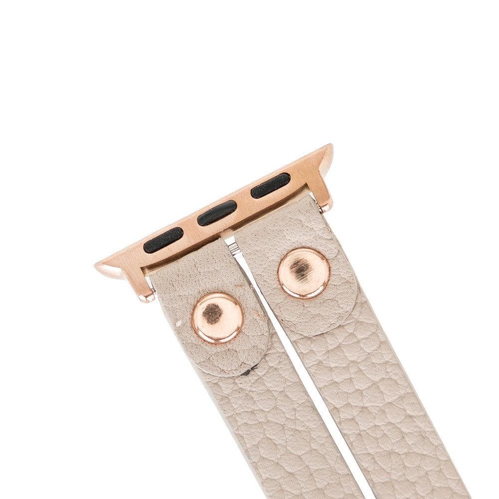 Ely Double Lederarmband für Apple Watch aus echtem Leder in Braun