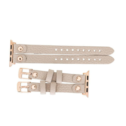 Ely Double Lederarmband für Apple Watch aus echtem Leder in Braun