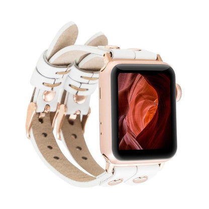 Ely Double Lederarmband für Apple Watch aus echtem Leder in Grau