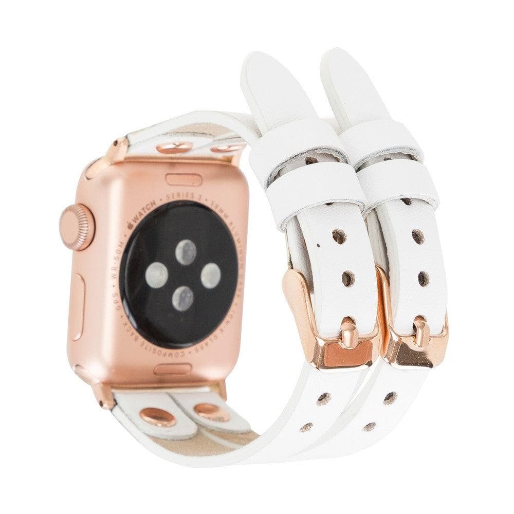 Ely Double Lederarmband für Apple Watch aus echtem Leder in Grau