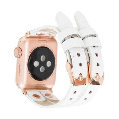 Ely Double Lederarmband für Apple Watch aus echtem Leder in Grau