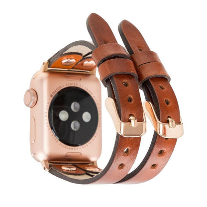 Ely Double Lederarmband für Apple Watch aus echtem Leder