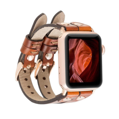 Ely Double Lederarmband für Apple Watch aus echtem Leder
