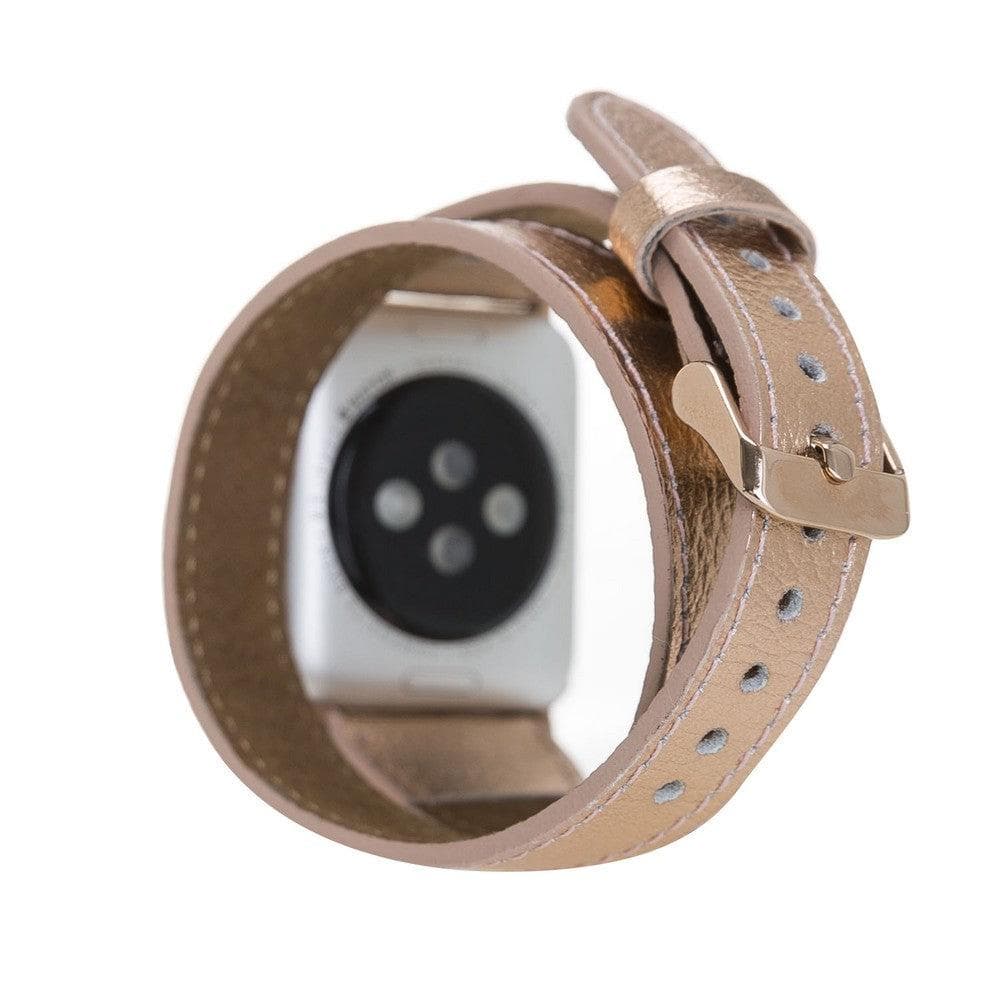 Quantum Schmal Doppel-Tour Lederarmband für Apple Watch aus echtem Leder