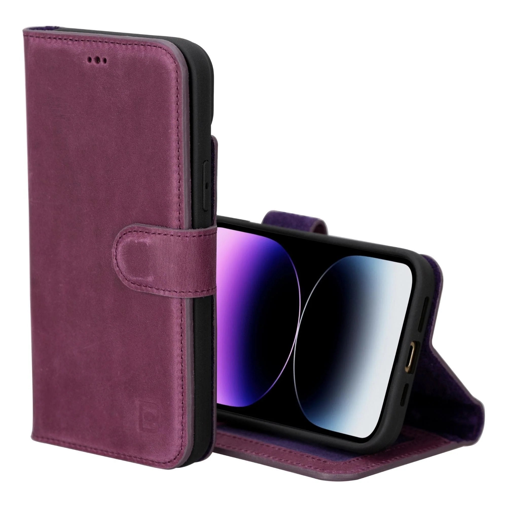 Magic Abnehmbar Leder Wallet Case für iPhone 15 Plus aus echtem Leder