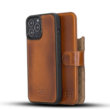 Magic Abnehmbar Leder Wallet Case für iPhone 13 Pro Max aus echtem Leder