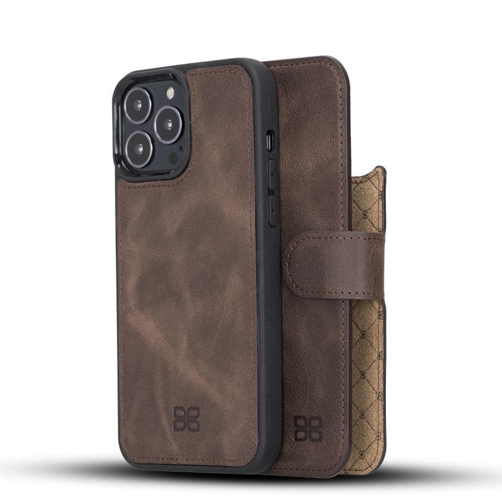 Magic Abnehmbar Leder Wallet Case für iPhone 13 Pro Max aus echtem Leder