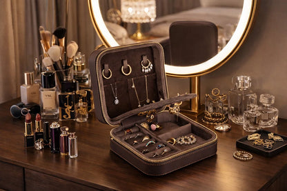 Amanda Jewelry Box, Medium aus echtem Leder aus echtem Leder