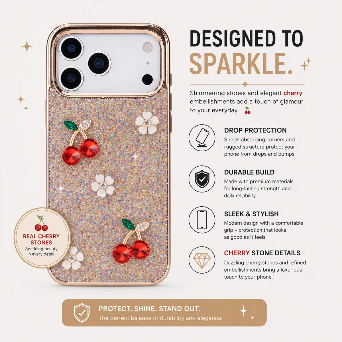 Freya Crystal Cherry Case for iPhone 18 Pro Max / 17 Pro Max