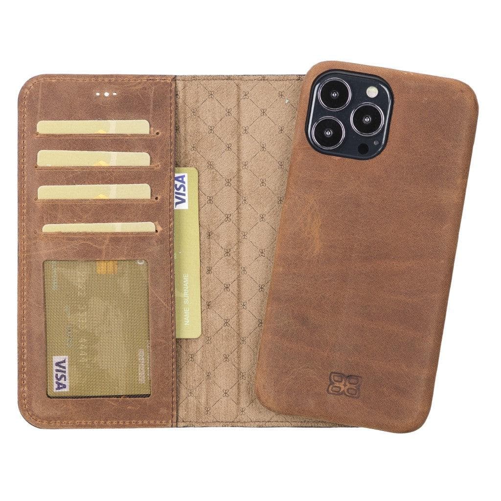 Bouletta Full Leather Coating Detachable Wallet Case for Apple iPhone 13 Series iPhone 13 Pro Max / Tan