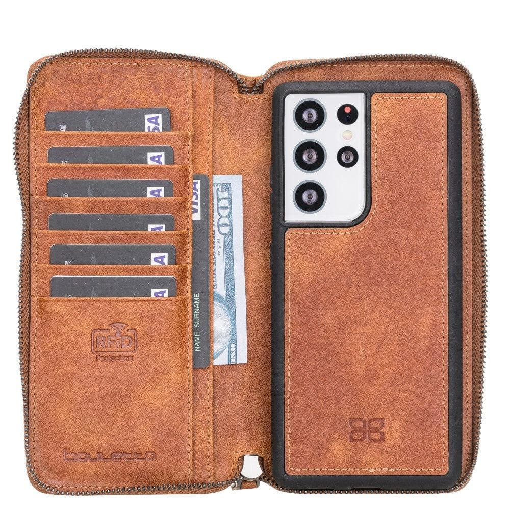 Bouletta Detachable Leather Zipper Wallet Cases for Samsung Galaxy S21 Series