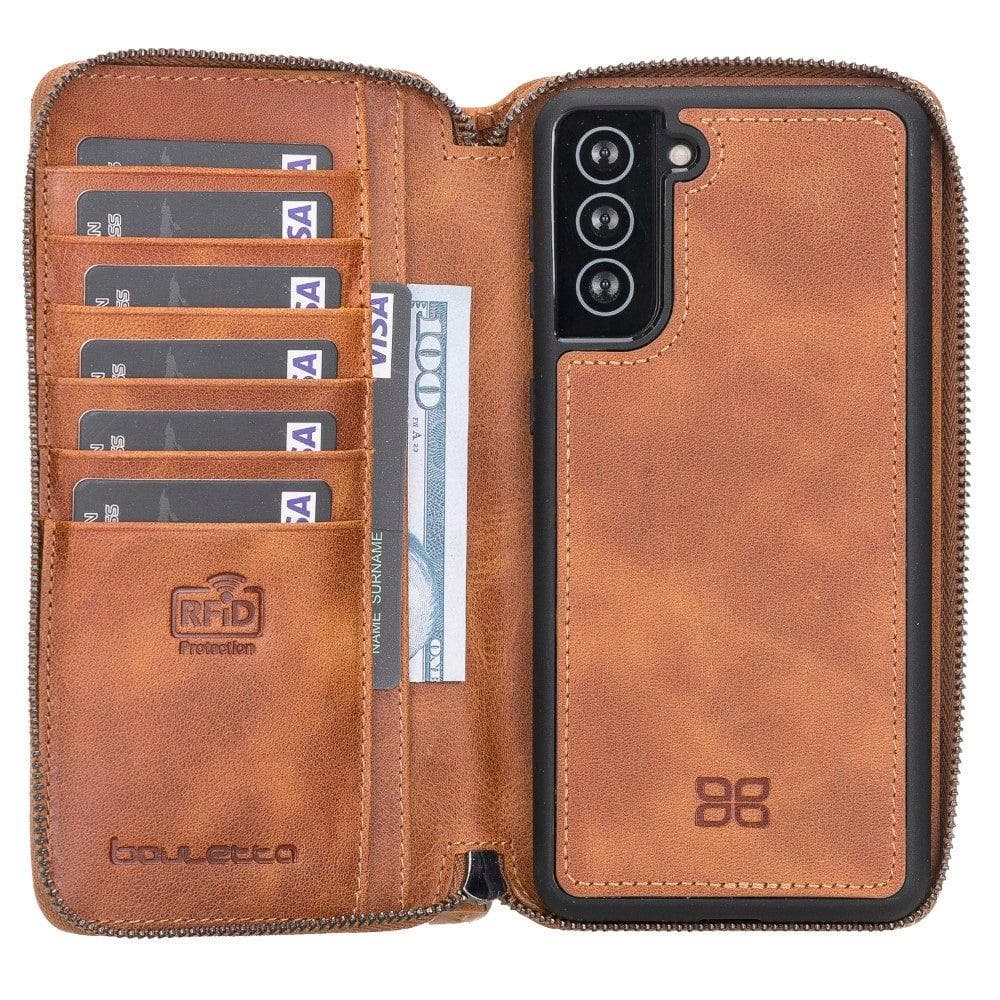 Bouletta Detachable Leather Zipper Wallet Cases for Samsung Galaxy S21 Series