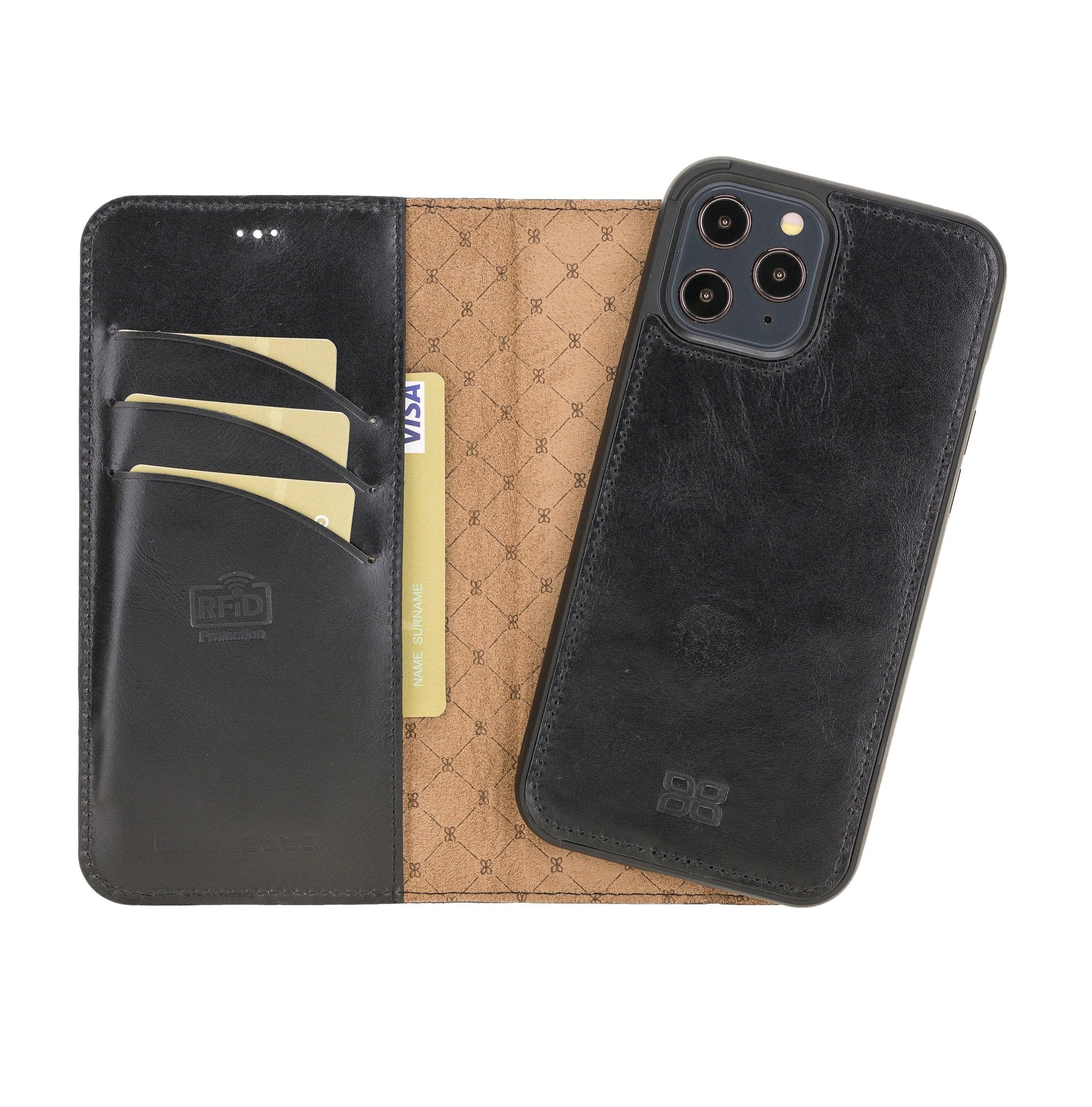 Bouletta Detachable Leather Wallet Cases for Apple iPhone 12 Series iPhone 12 Pro - iPhone 12 / Black