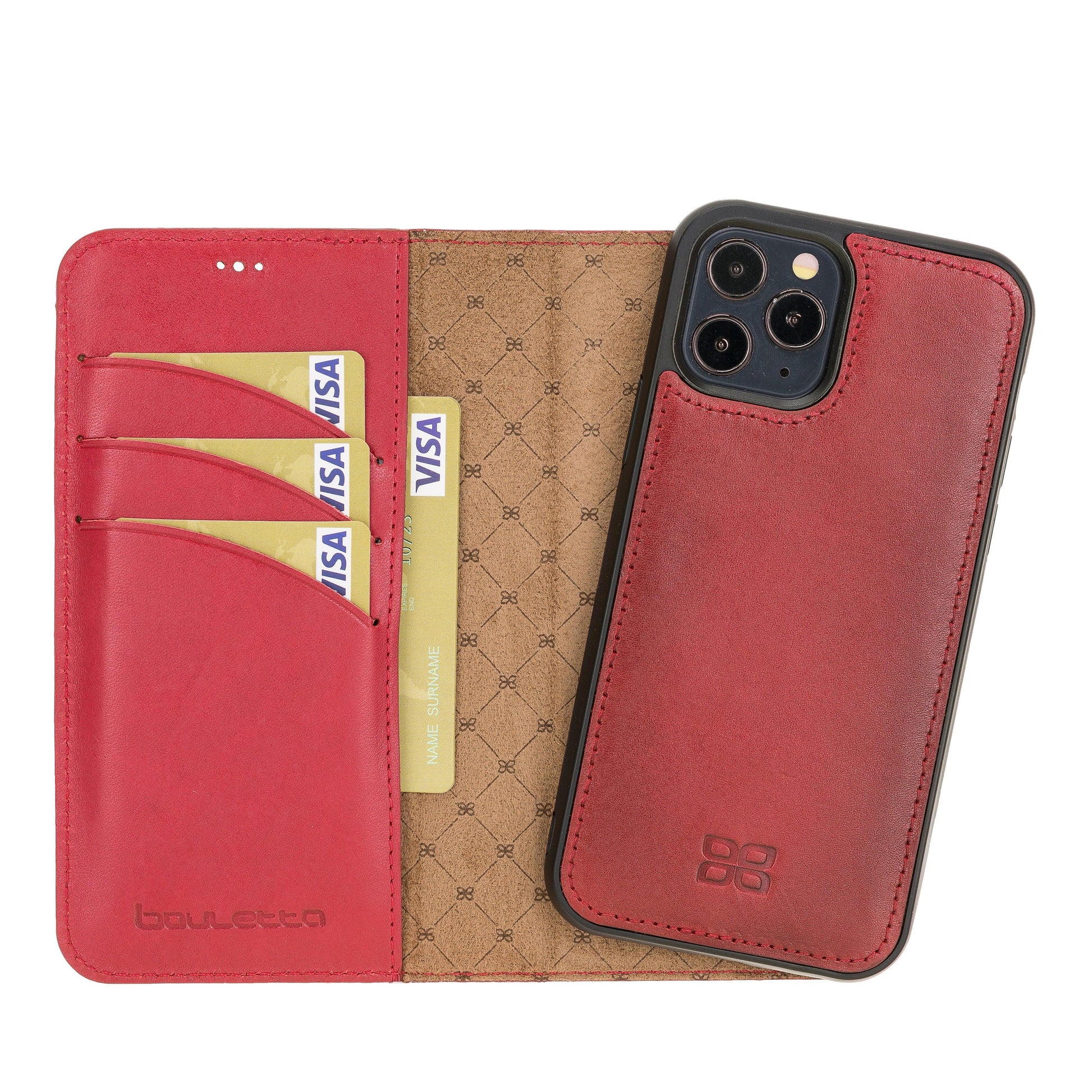 Bouletta Detachable Leather Wallet Cases for Apple iPhone 12 Series iPhone 12 Pro - iPhone 12 / Red